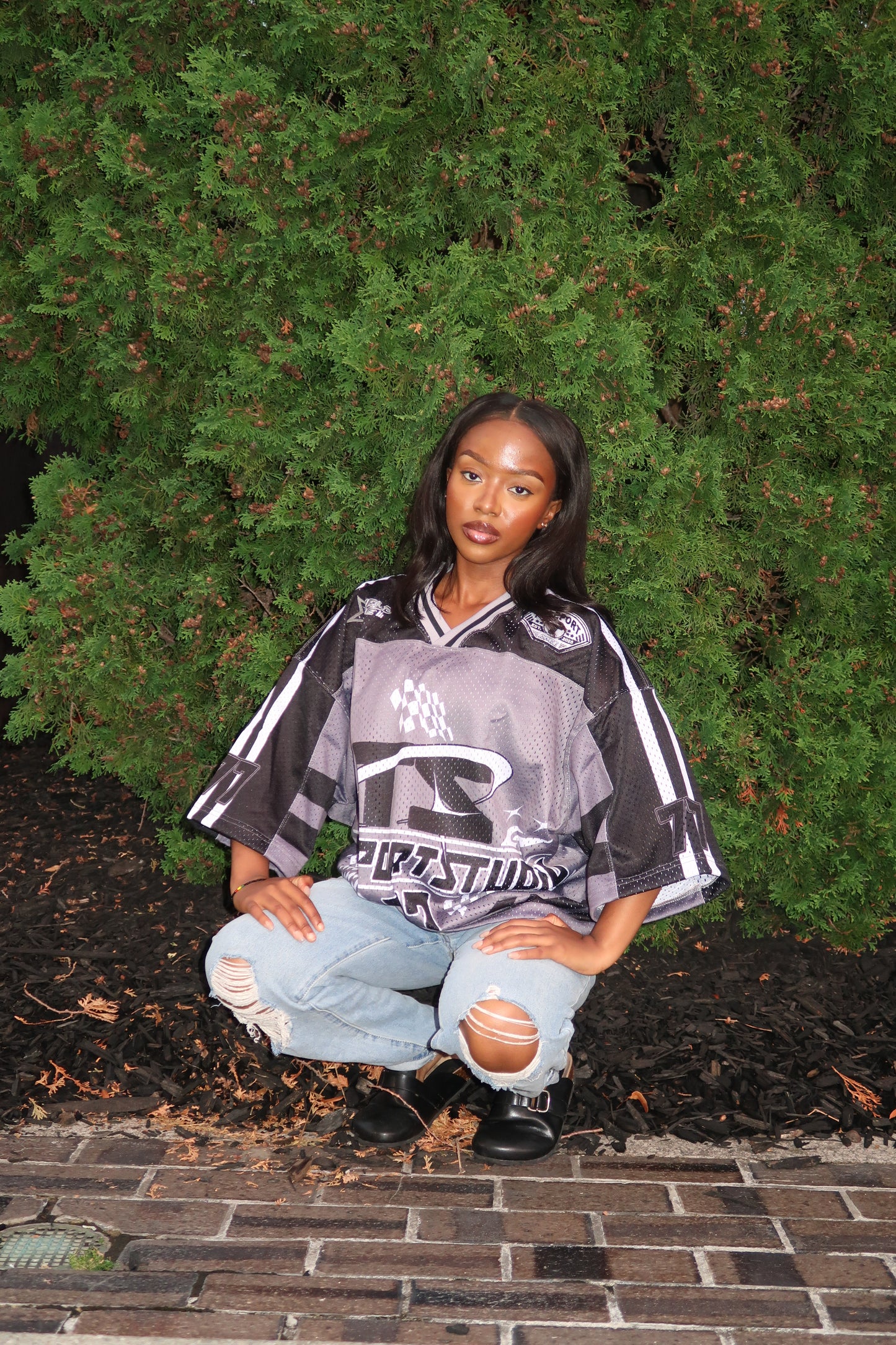 Oversized drop shoulder Mesh Jersey