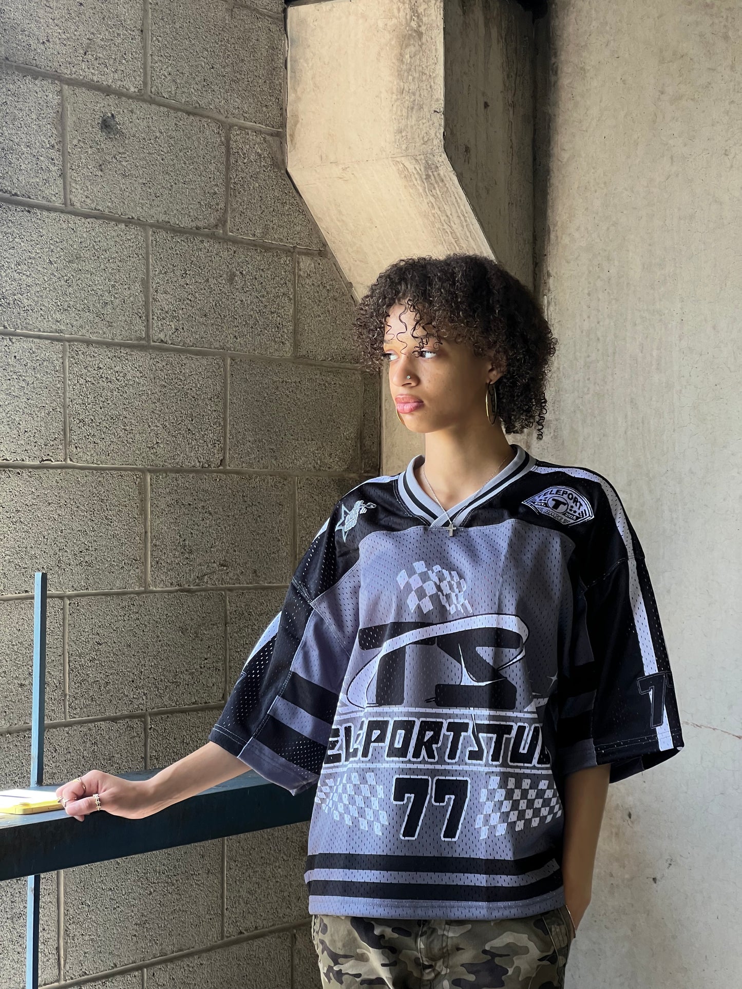Oversized drop shoulder Mesh Jersey