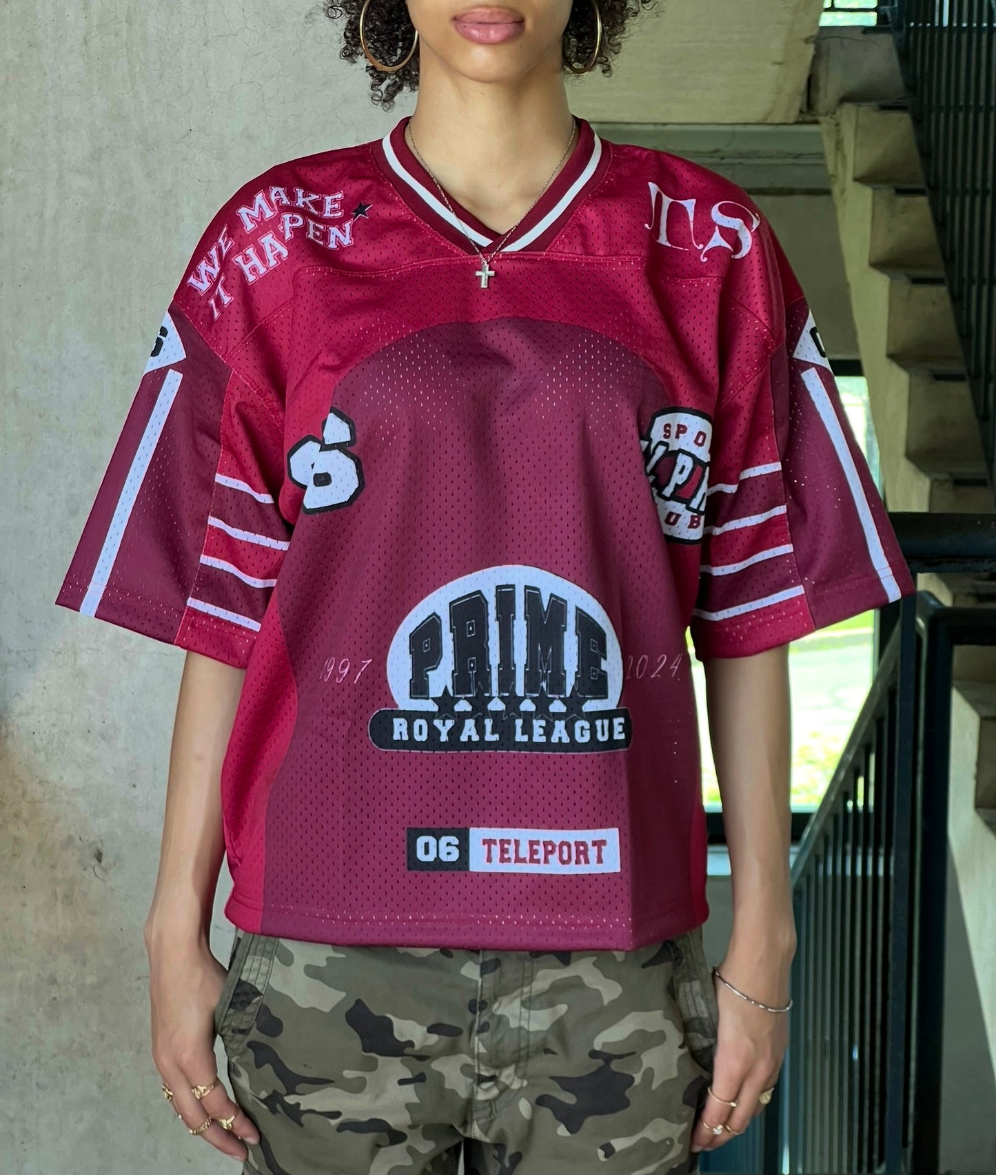 Oversized Drop Shoulder Mesh Jersey