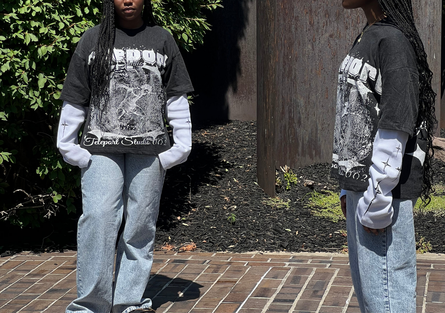 Boxy oversized double layer Tee|