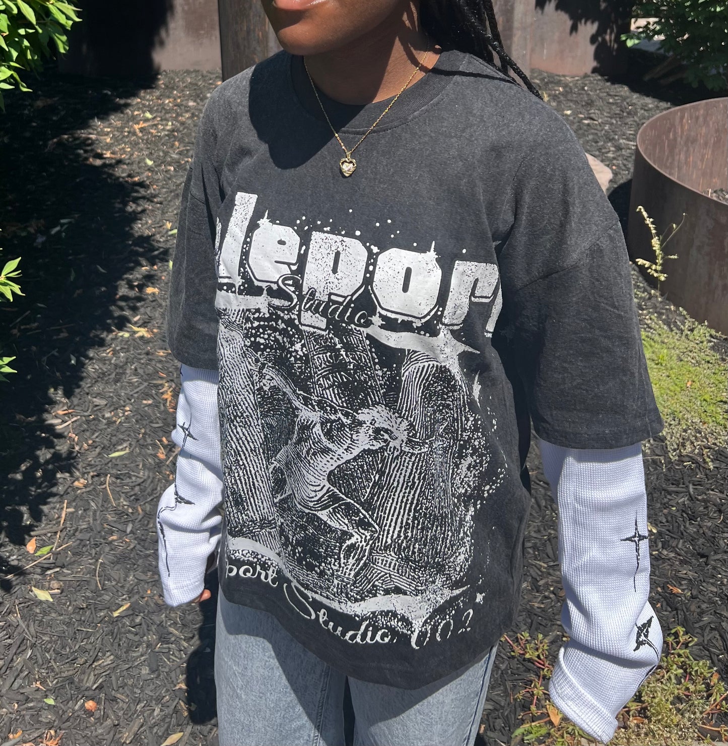 Boxy oversized double layer Tee|